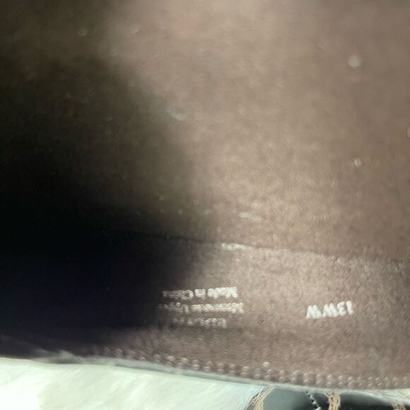 J Renée Edlyn Brown crocs prints wedge mules with sides elastic size 13WW - Picture 6 of 10